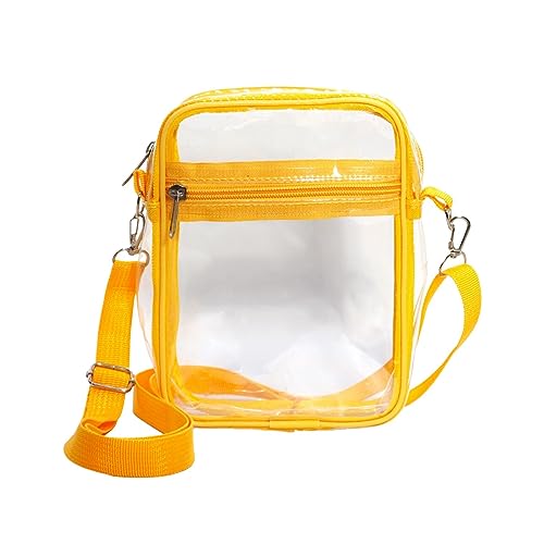 harayaa Transparente Tasche, PVC Umhängetasche, Verstellbarer Riemen, Tragetasche, Transparente Handtasche, Transparente Umhängetasche für Damen Und Mädchen, gelb klein von harayaa