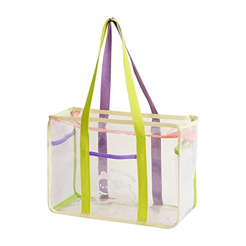 harayaa Transparente Tasche, Schultertasche, tragbare Tasche, langlebige Kulturbeutel, transparente Tragetaschen mit Griffen, Strandhandtasche für Wandern, Violett von harayaa