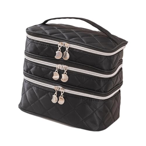 harayaa Women Cosmetic Storage Bag, tragbar mit Griff, wasserdichtem kosmetischem Organizer -Reisebeutel für Flaschen in voller Größe, Silber Reißverschluss von harayaa