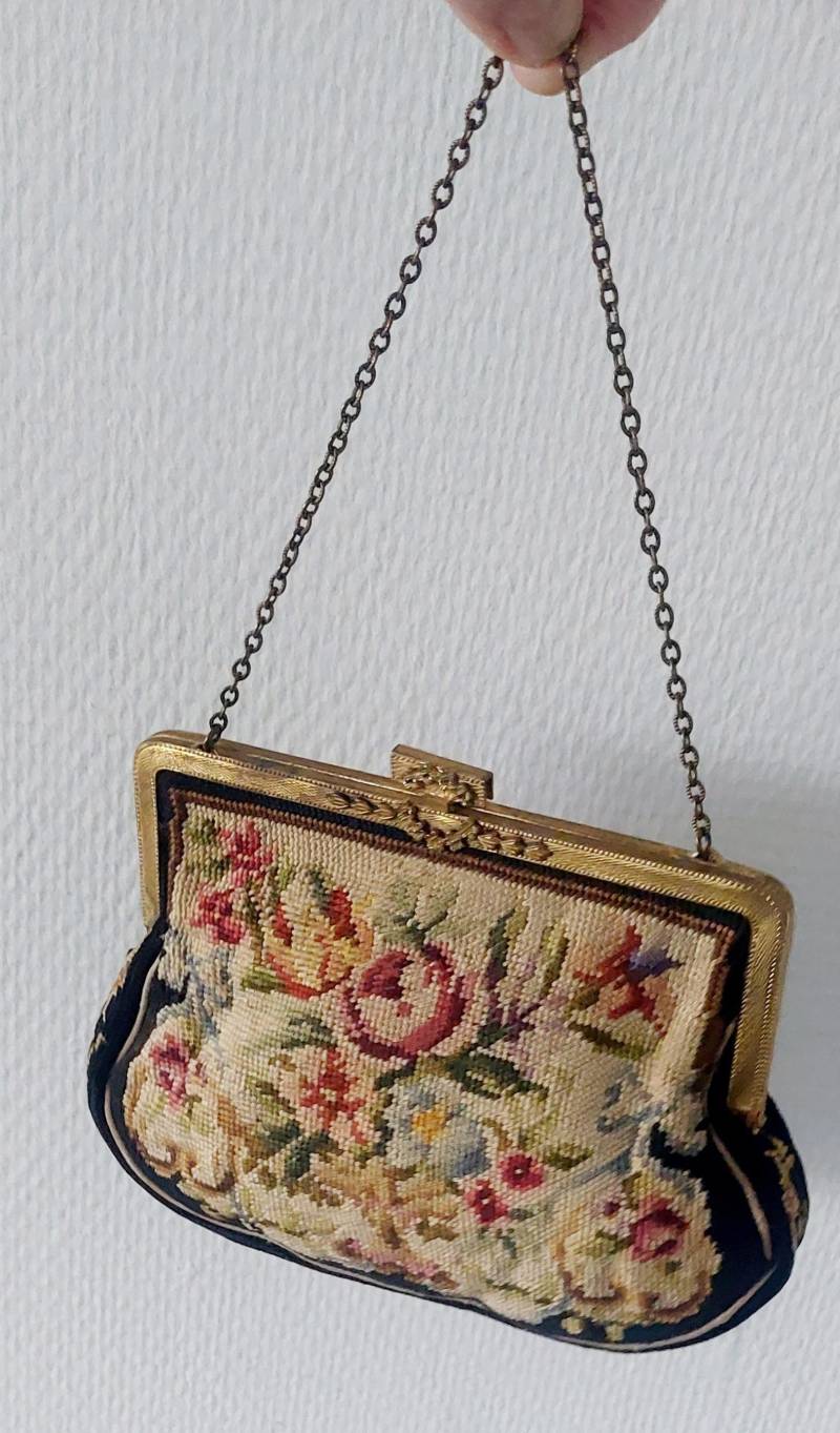 Antike Handtasche Abend Tasche 1920Er Jahre Frankreich Petit Point Geldbörse von hard2findstuff