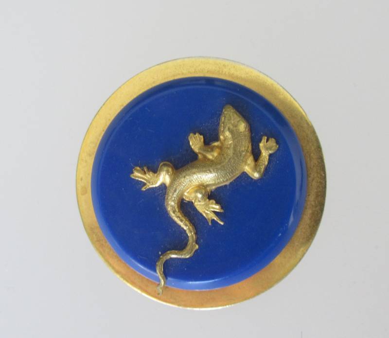 Art-Deco Brosche Frankreich Jean Paintleve Stil Bakelit Eidechse Salamander 4 cm Durchmesser Geschenk von hard2findstuff