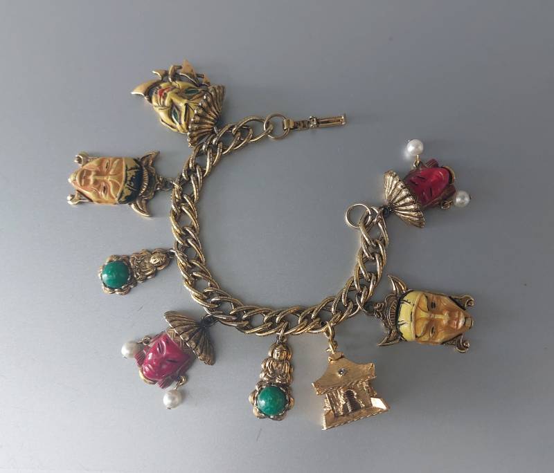 Seltene Vintage Selro Armband Unsigniert Bettelarmband Buddha Asiatisch Prinzessin Samurai 7 1/2" Oder 18, 5 cm Geschenk von hard2findstuff