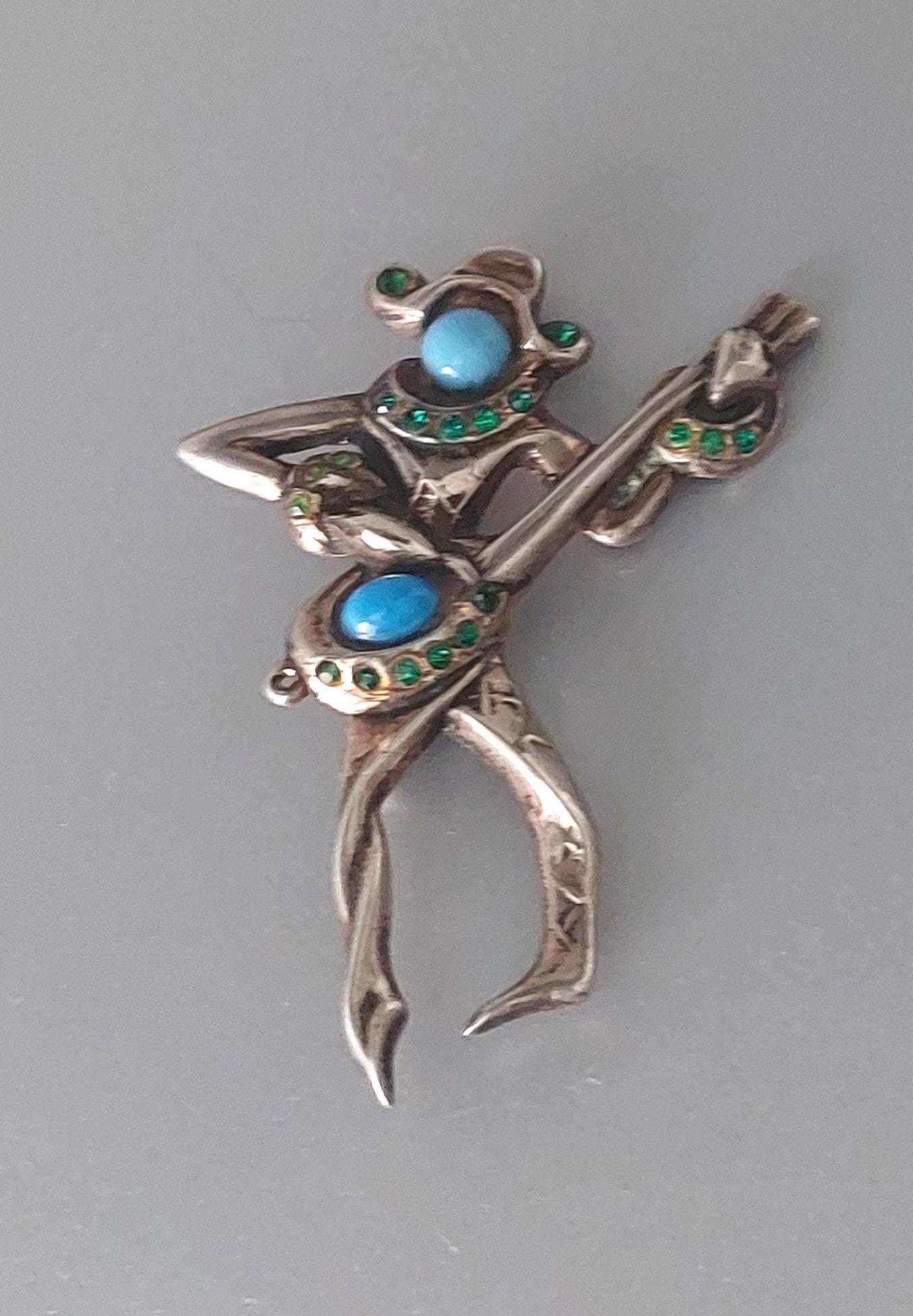 1940Er Jahre Silber Brosche Harlekin Troubadour Pierrot 6, 5 cm X 5 Geschenk von hard2findstuff