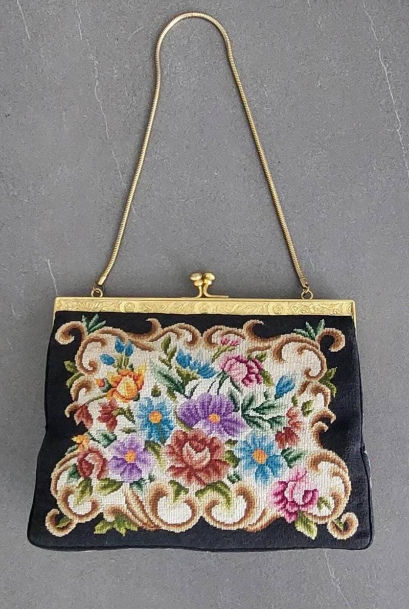 Vintage Micro Petit Point Abendtasche Handtasche Geschenk von hard2findstuff