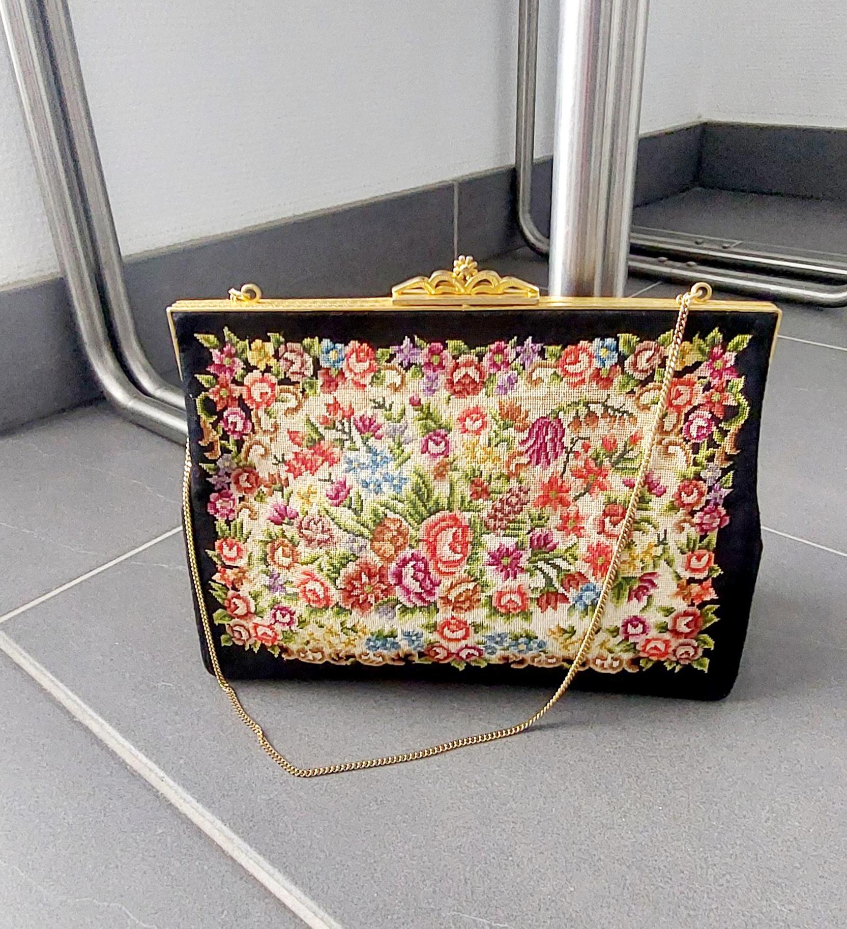 Vintage Micro Petit Point Handtasche Abendtasche Geldbörse Geschenk von hard2findstuff