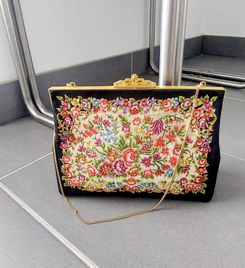 Vintage Micro Petit Point Handtasche Abendtasche Geldbörse Geschenk von hard2findstuff