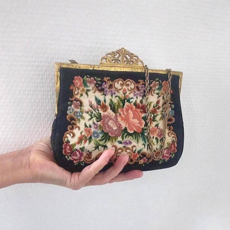 Vintage Micro Petit Point Handtasche Abendtasche Nadeltasche Geldbörse Blumenmuster Geschenk Vintage Micro Petit Point Handtasche Abendtasche Nadeltasche Geldbörse Blumenmuster Geschenk von hard2findstuff