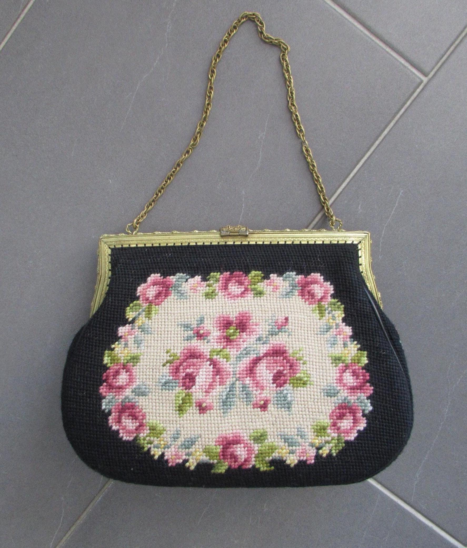 Vintage Nadelspitze Handtasche & Handspiegel Petit Point Tasche Schultertasche Set Hochzeit Geschenk Vintage Nadelspitze Handtasche & Handspiegel Petit Point Tasche Schultertasche Set Hochzeit Geschenk von hard2findstuff
