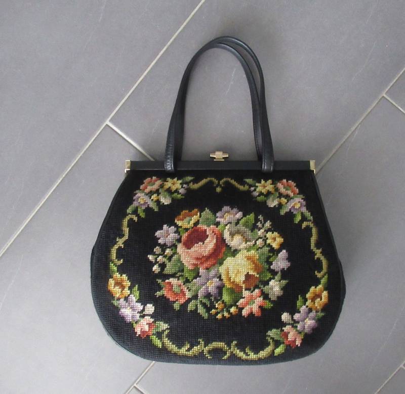Vintage Gobelin Handtasche Handtasche, Mit Leder Gefüttert von hard2findstuff