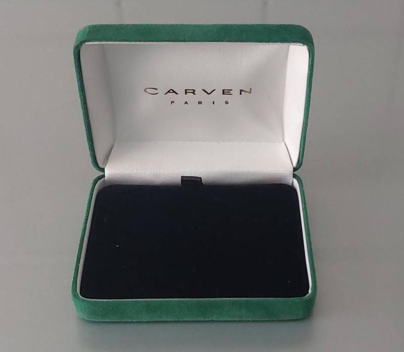 Vintage Schmuckschatulle Carven Paris Frankreich 1970Er Jahre Grün Innen Schwarzer Samt von hard2findstuff