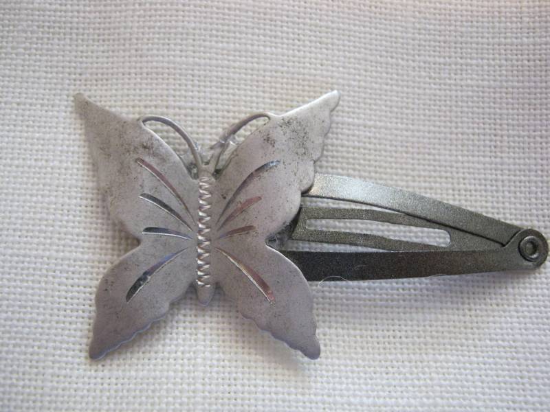 Haar-Clip, Silber Schmetterling, Vintage Brosche Umfunktioniert von hardtwistfarm