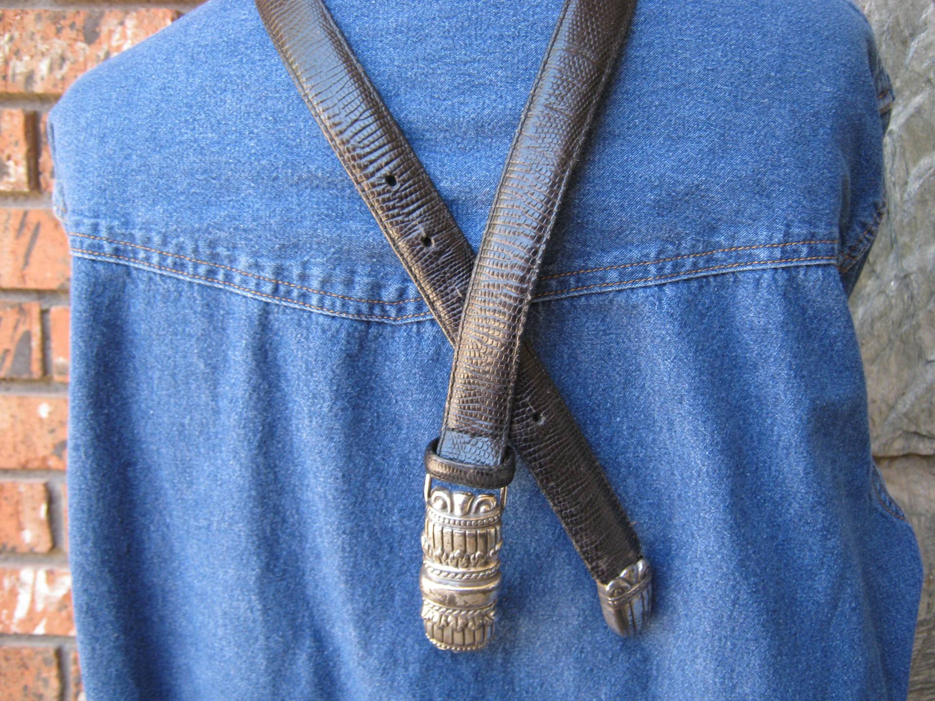 Vintage Brighton Gürtel, Schwarze Schlangenhaut Prägung von hardtwistfarm