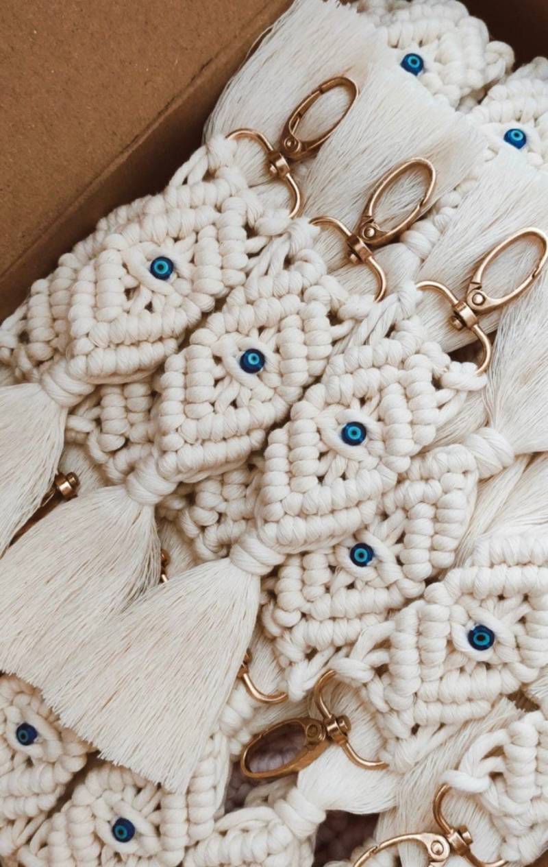 Macrame Keychain Schlüsselanhänger Nazar Evil Eye von harikuladeRA