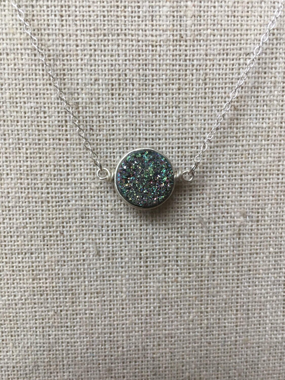 Multi Druzy Halskette Aus Sterlingsilber - 10 Mm Stein Multi Druzy Halskette Aus Sterlingsilber - 10 Mm Stein von harpernorthdesigns