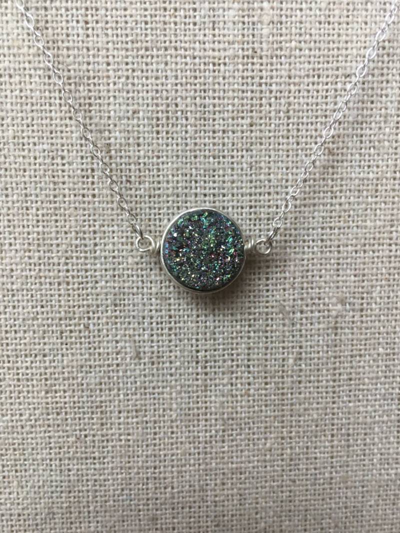 Multi Druzy Halskette Aus Sterlingsilber - 10 Mm Stein Multi Druzy Halskette Aus Sterlingsilber - 10 Mm Stein von harpernorthdesigns