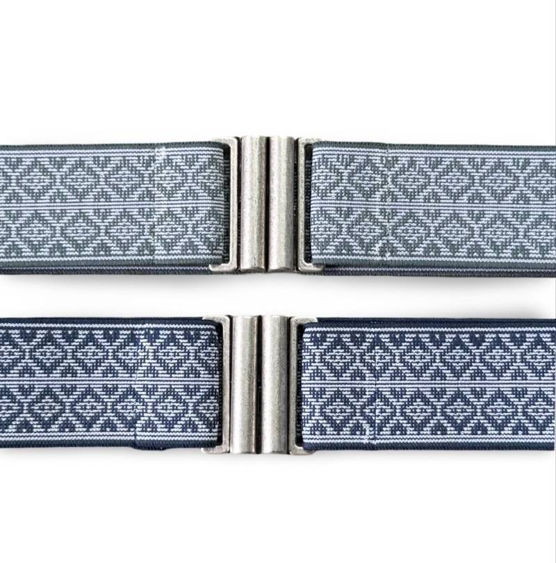 1 Stück Hübsche 4 cm Stretch Gürtel Muster Blau Oder Grün Mit Schlichter Schnalle Silber Matt von hartmannknoepfe