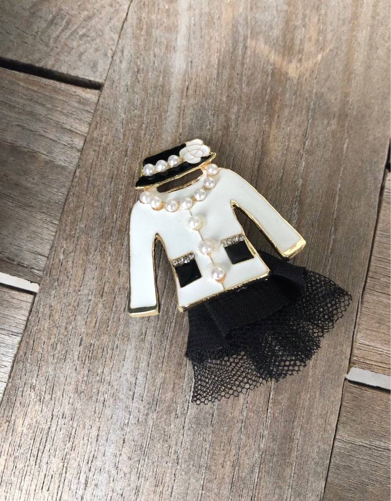 Kleine Metall Brosche Anstecknadel Kleid Schwarz Weiß | 1 Stück von hartmannknoepfe