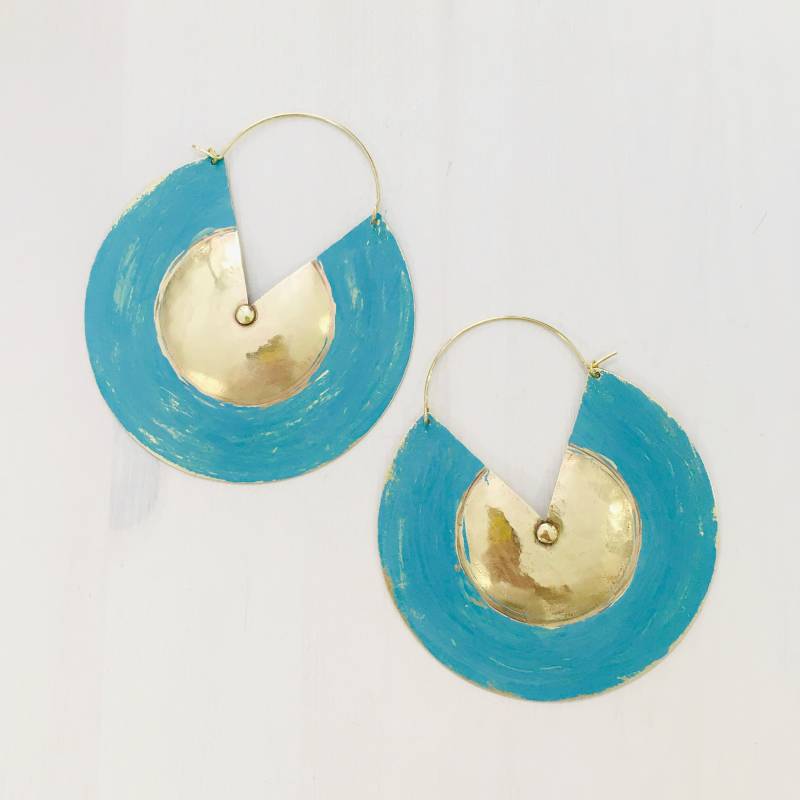 Blaue Rustikale Creolen Ohrringe, Sommer Statement Ohrringe Für Boho Chic Style von havanaflamingo