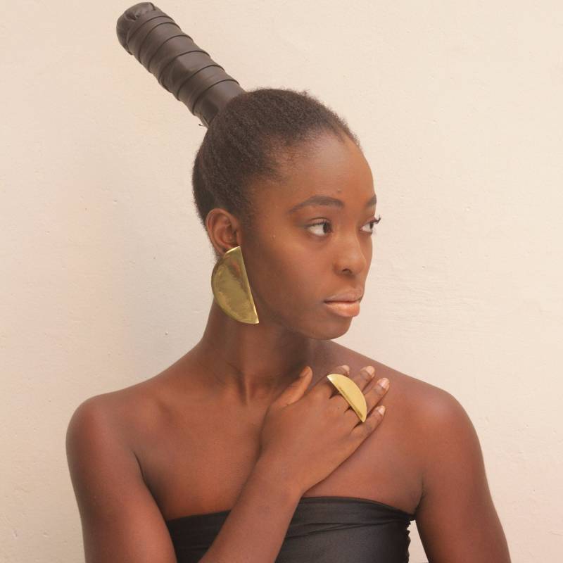 Extragroßes Messing Schmuck Set Großer Statement Ring Und Ohrringe von havanaflamingo