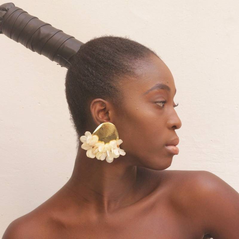 Große Messingohrringe Seidenblume Statement Boho Ohrringe von havanaflamingo