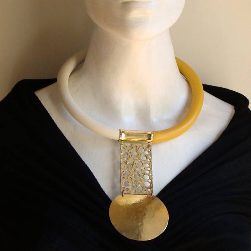 Nairobi - Handmade -Unique- Afro Halskette -Collier Afro-stil-statement-Leder-Halskette von havanaflamingo