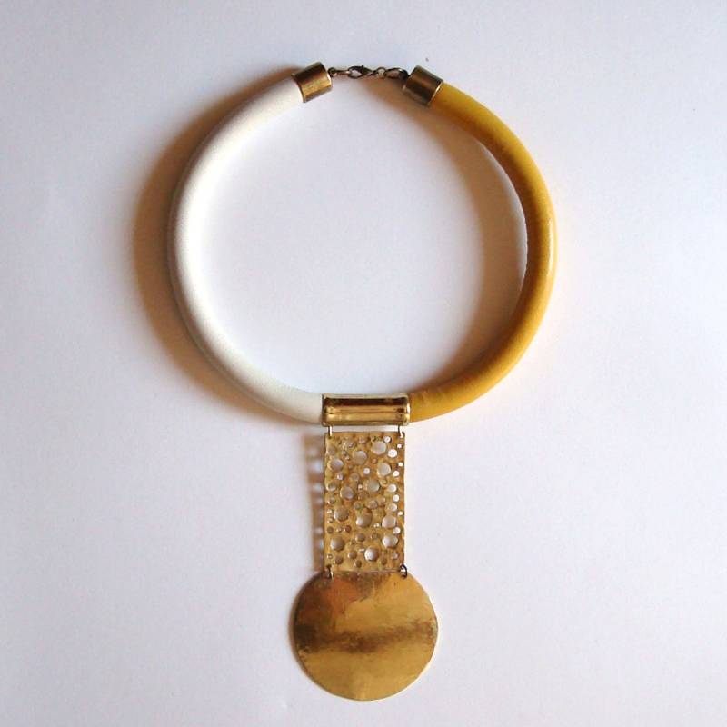 Nairobi - Handmade -Unique- Afro Halskette -Collier Afro-stil-statement-Leder-Halskette von havanaflamingo