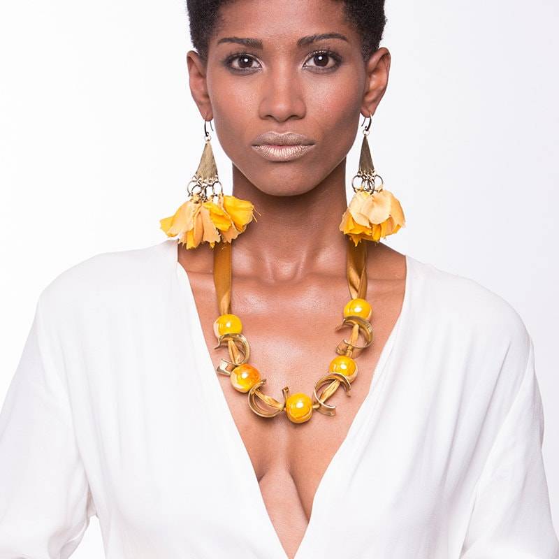 Floral Quaste Ohrringe Handgemachte Recycling Seide Boho Schmuck von havanaflamingo