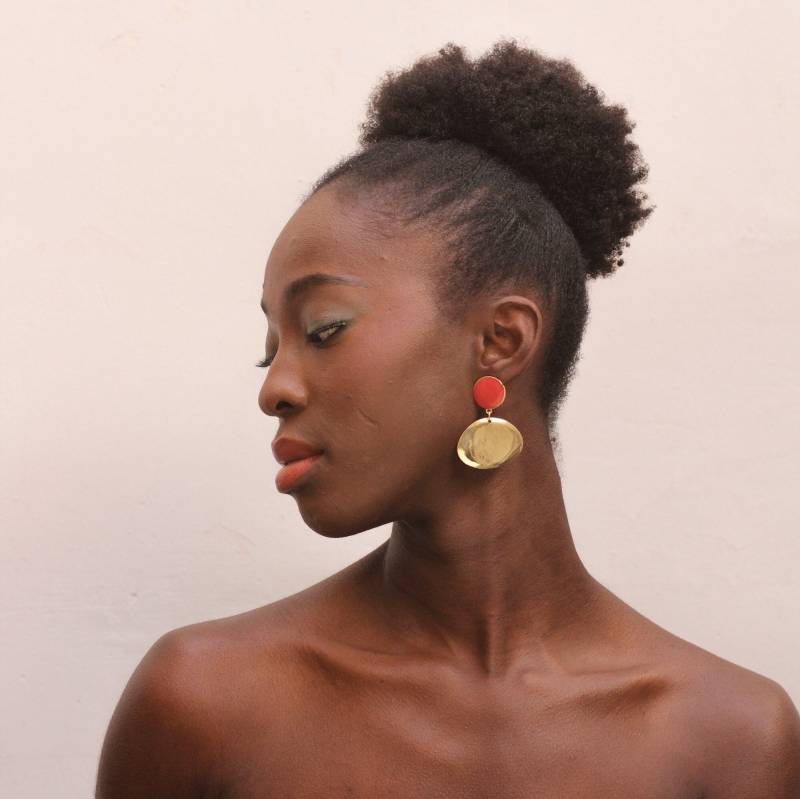 Rot Emaille Messing Ohrringe Goldene Ohrringe von havanaflamingo