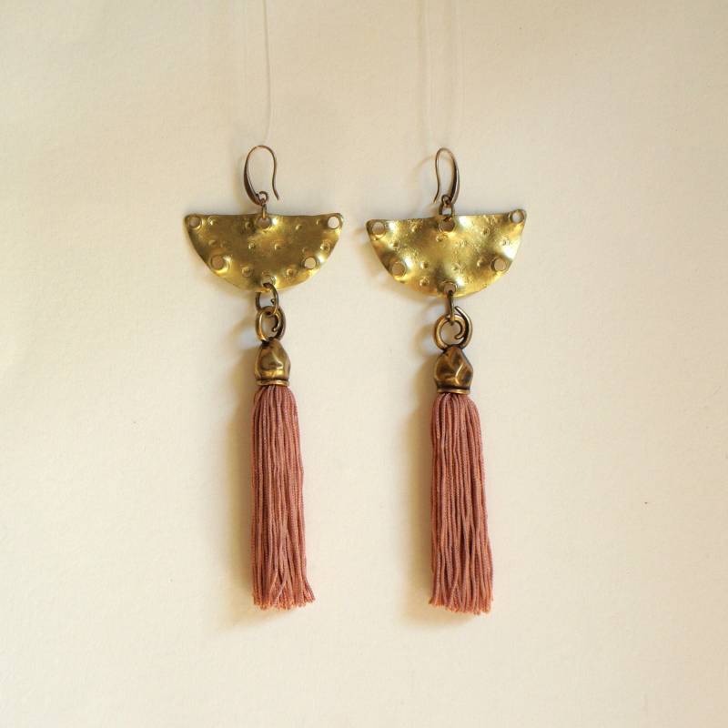 Troddel-Ohrringe Jewelry -Tassel -statement Ohrringe -Boho - Schwarz-Ohrringe Handgemachte Dangle von havanaflamingo
