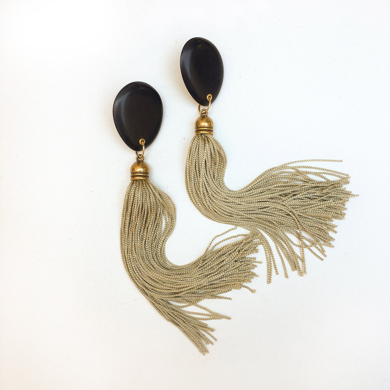 Troddel-Ohrringe Jewelry -Tassel -statement Ohrringe -Boho - Schwarz-Ohrringe Handgemachte Dangle von havanaflamingo