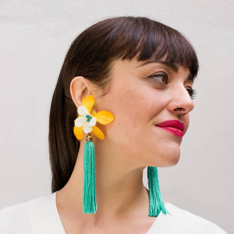 statement Blumen Quaste Ohrclips Bold Nicht Durchbohrten Ohrschmuck von havanaflamingo
