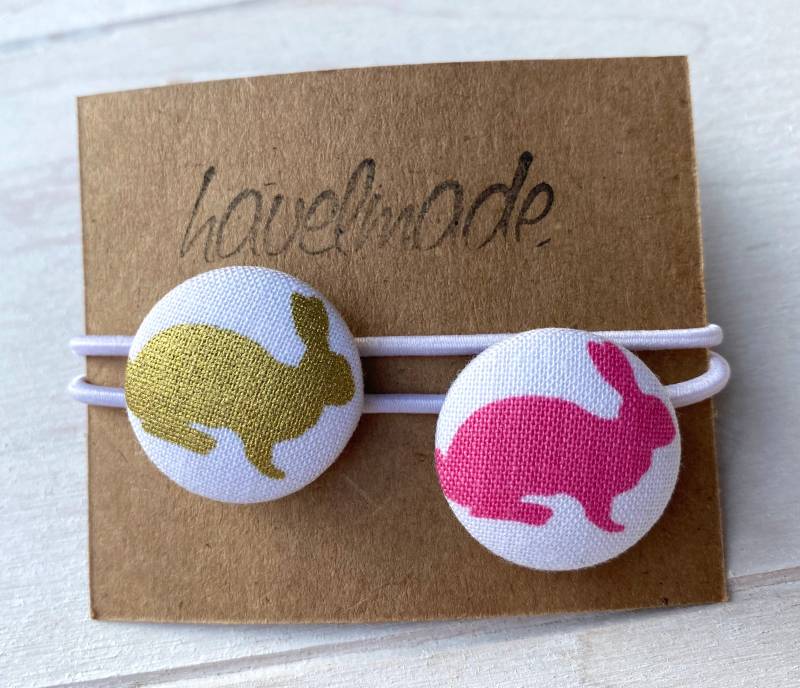 Haargummi 2Er Set Gold Häschen Pink Glitzer | 145 von havelmade