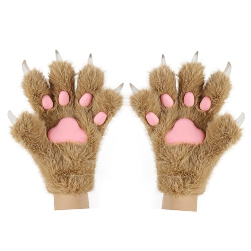 hbbhml Tierpfote Klaue Handschuhe Niedliche Katze Fuchs Bär Plüsch Halloween Weihnachten Laufen Cosplay Kostüm Winter Warme Handschuhe Fäustlinge von hbbhml