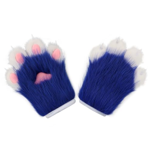 hbbhml flauschige Pfoten handschuhe Tier katze Wolf Hund Fuchs Kostüm Cosplay Zubehör Halloween Weihnachts feier für Kinder Erwachsene von hbbhml