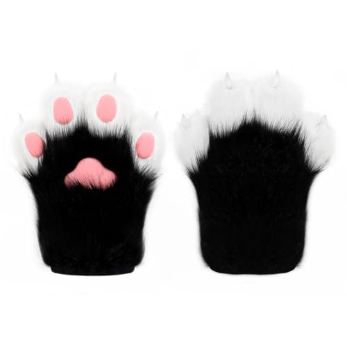 hbbhml flauschige Pfoten handschuhe Tier katze Wolf Hund Fuchs Kostüm Cosplay Zubehör Halloween Weihnachts feier für Kinder Erwachsene von hbbhml