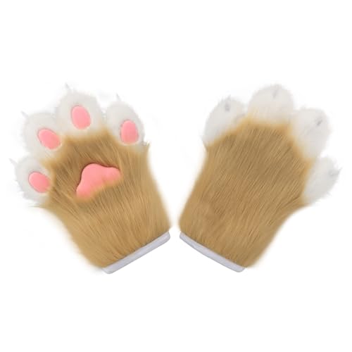 hbbhml flauschige Pfoten handschuhe Tier katze Wolf Hund Fuchs Kostüm Cosplay Zubehör Halloween Weihnachts feier für Kinder Erwachsene von hbbhml