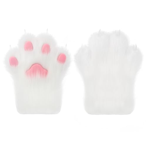 hbbhml flauschige Pfoten handschuhe Tier katze Wolf Hund Fuchs Kostüm Cosplay Zubehör Halloween Weihnachts feier für Kinder Erwachsene von hbbhml