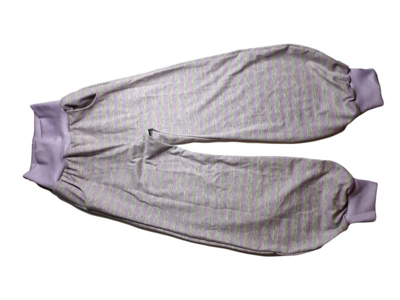 122'/128 Mit Tasche Pumphose Jersey Grau Flieder Streifen Bündchen von hcotec