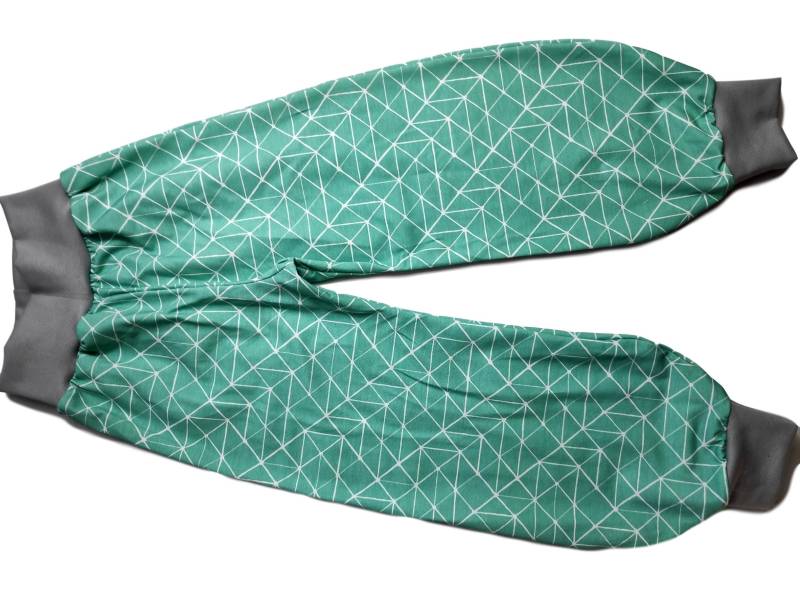 134 146 Pumphose Smaragd 110/116 Weiße Linien Graue Bündchen von hcotec