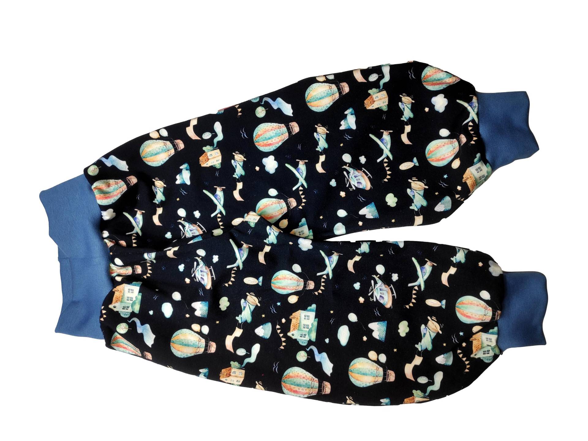 Damenhose Heißluftballon Flugzeug Fahrzeuge Blau Lustiges Stadtmotive Jeansblaue Bündchen Mit Ohne Tasche Schnelle Damenpumphose von hcotec