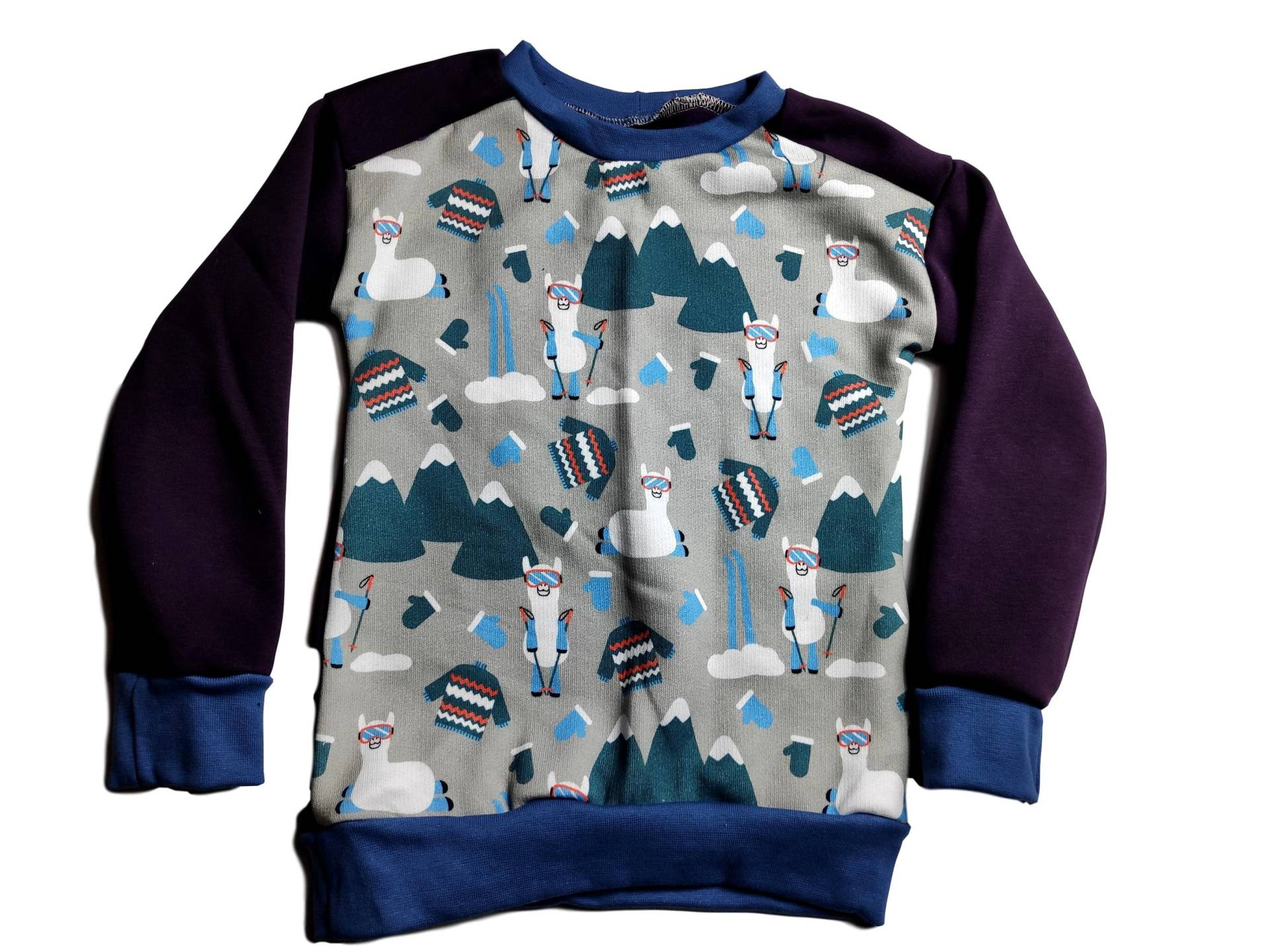 Dicker, Lilaner Pullover Mit Lamas Tieren Animal Winterpullover Handmade Wintersweat Dicker, Lilaner Pullover Mit Lamas Tieren Animal Winterpullover Handmade Wintersweat von hcotec