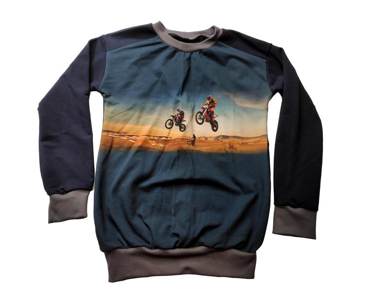 Kapuzenpullover Nachtblau 2 Motorradfahrer Sprung Motorcross Auch Als Pullover Dünner Für Coole Kids Stunt von hcotec