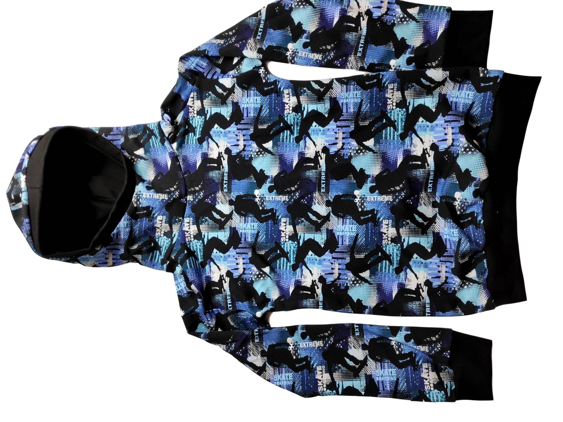 Kapuzenshirt Blau Skater Skateboard, Handmade 86/92 - 158 von hcotec