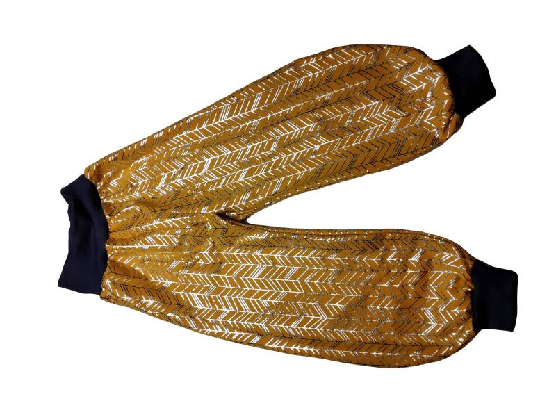 Pumphose Damengrößen Jersey Ocker Silbergrauer Foliendruck Abstrakt Mit Ohne Tasche Gelb Gold von hcotec