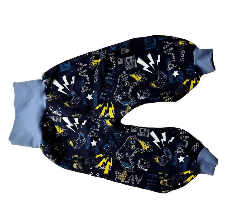 Pumphose French Terry Gaming Blau Fun Game Spiele 68-164 Handmade Verschiedene Varianten Gefüttert von hcotec