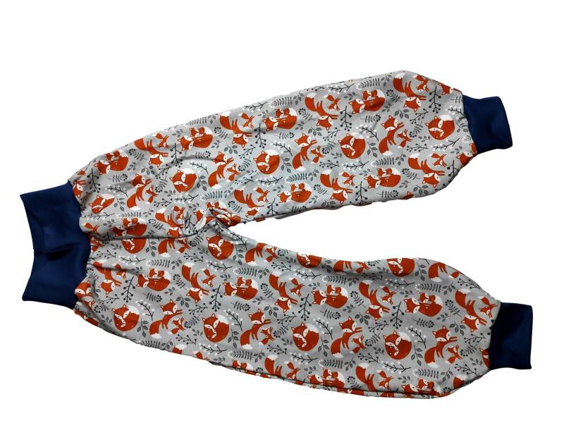 Pumphose French Terry Grau Füchse Tiere Fox Bündchen 68-164 Handmade Verschiedene Varianten Gefüttert von hcotec