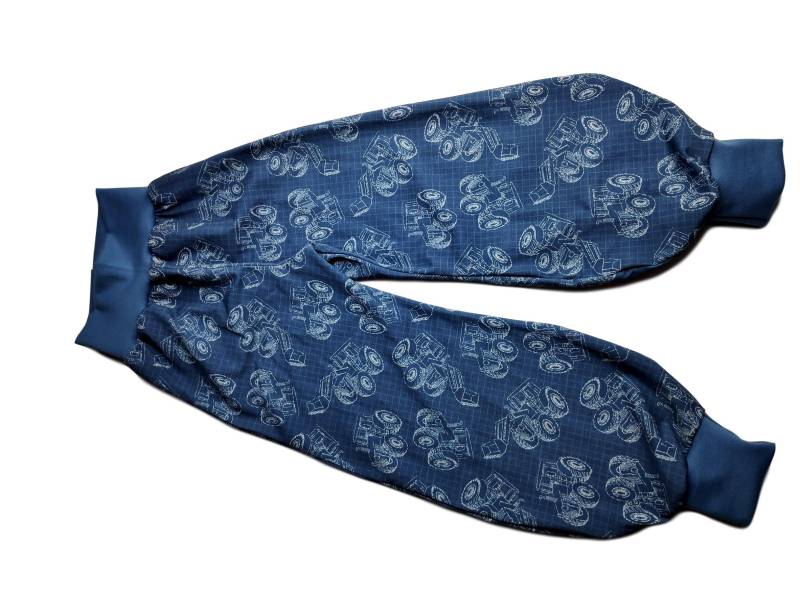 Pumphose Jeansblau Mit Traktoren Zeichnungen 68-164 Handmade 74 86 92 98 104 von hcotec