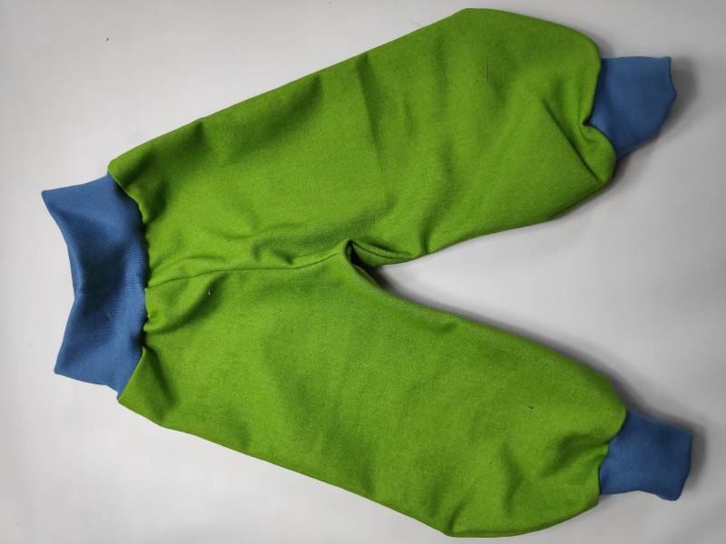 Pumphose Jeansstoff Jeans Grün Meliert Jeansblaue Bündchen 68-164 Handmade von hcotec