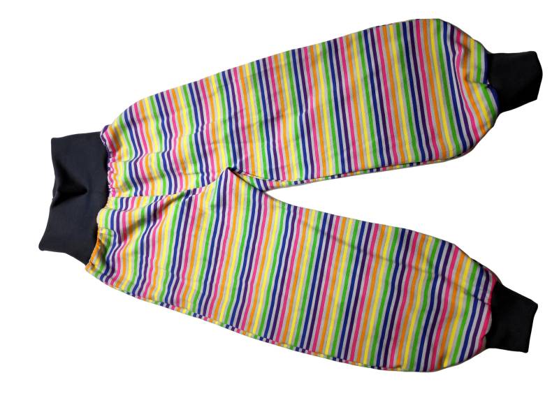 Pumphose Jersey Bunt Streifen Hellgrau 68-164 Handmade Verschiedene Varianten Gefüttert Kleinkind Teenager Mädchen von hcotec