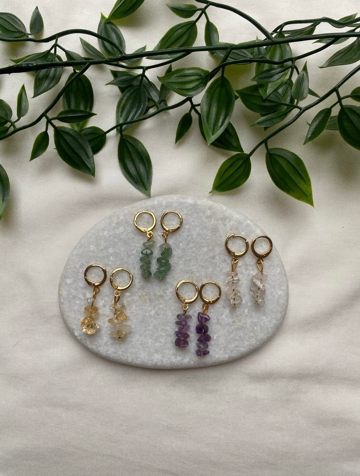 18 K Vergoldete, Roségold & Silberne Edelstein Creolen | Ohrringe Amethyst Citrin Bergkristall Aventurin| Hoop Earrings Naturstein 18 K Vergoldete, Roségold & Silberne Edelstein Creolen | Ohrringe Amethyst Citrin Bergkristall Aventurin| Hoop Earrings Naturstein von healingartofcrystals